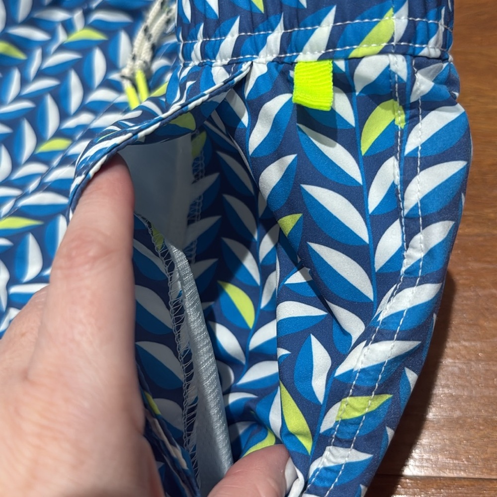 Psycho Bunny Kids Swim Trunks with Blue and Green Pattern - Picture 5 of 8